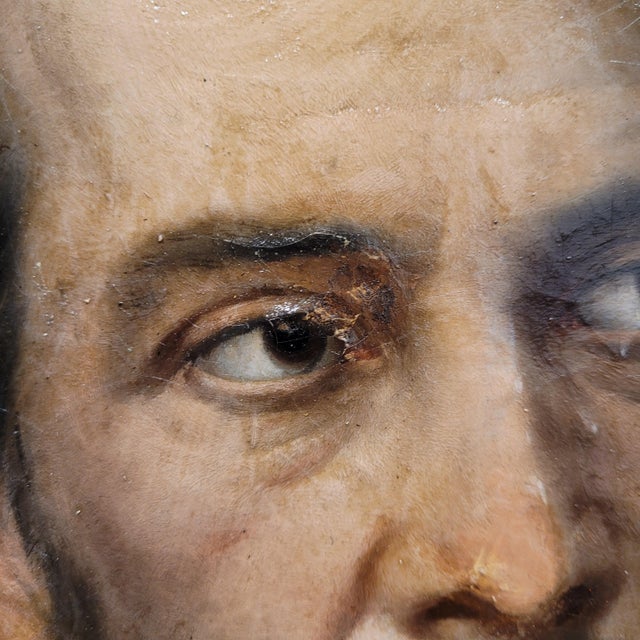 French School Artist, Male Portrait, 1800s, Oil on Board, Framed For Sale - Image 9 of 18