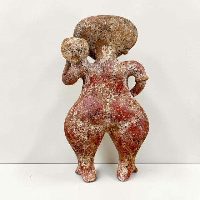 Red Nayarit Chinesco Standing Female Figurine For Sale - Image 8 of 10