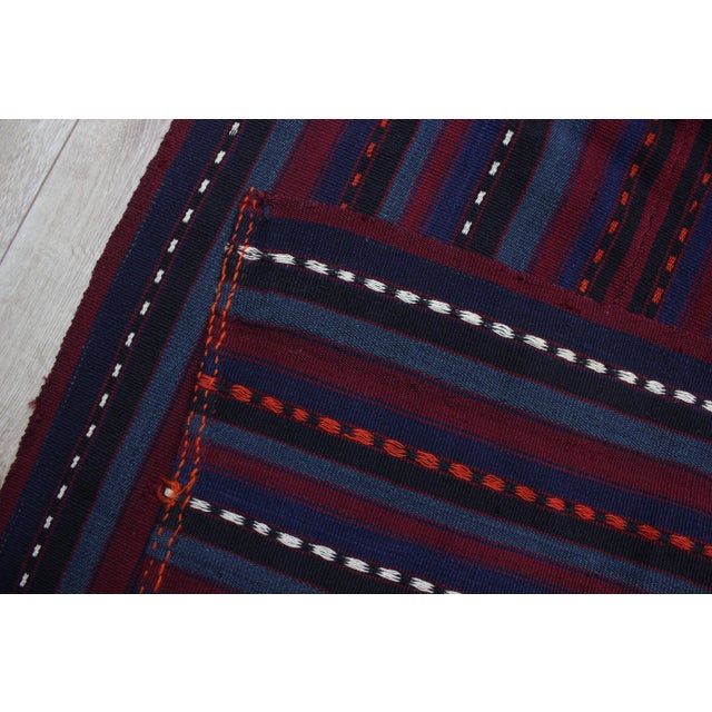 Burgundy 1980s Art Deco Burgundy Striped Runner Rug For Sale - Image 8 of 13