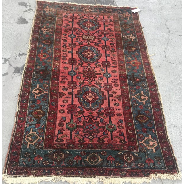 An awesome antique vintage design, decorative worn out condition, hand made Persian hamedan rug. The head and bottom needs...