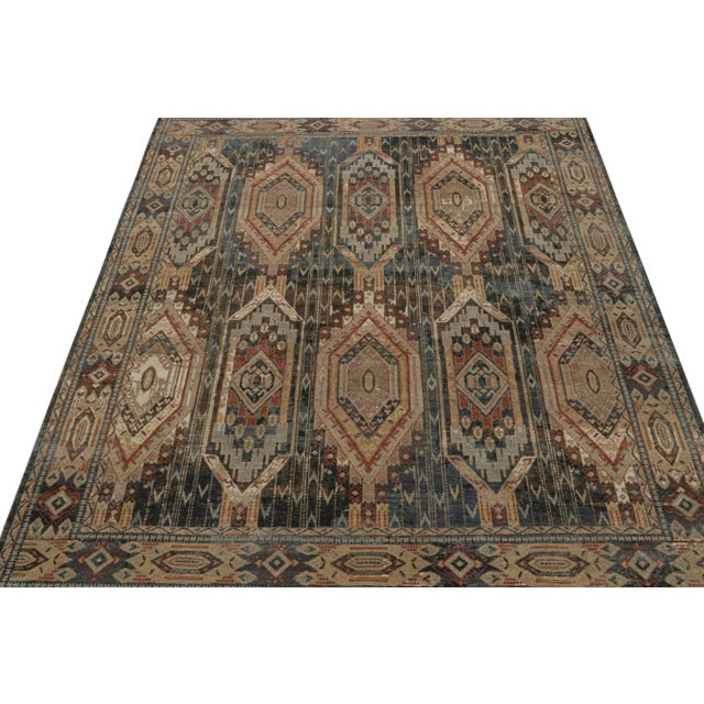 2010s 2010s Rug & Kilim’s Tribal Style Rug in Blue, Brown, Red & Gold Geometric Pattern For Sale - Image 5 of 8