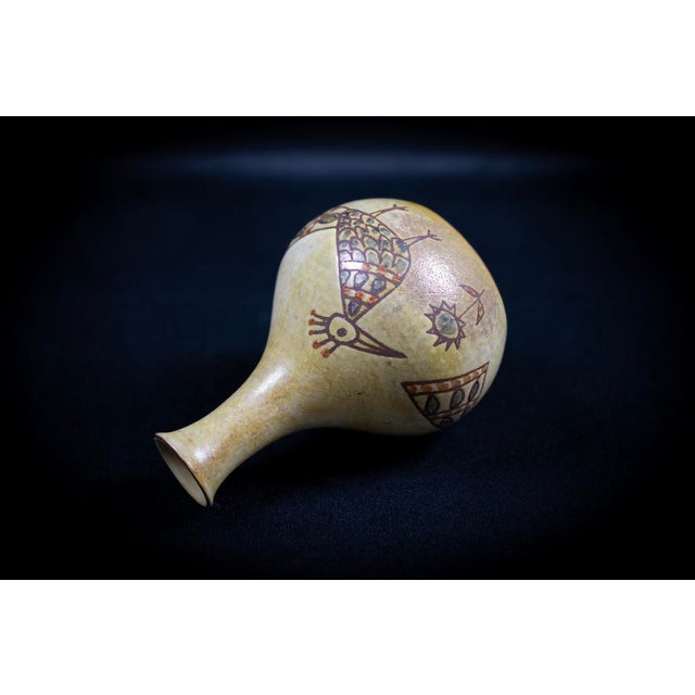 Mid-Century French Soliflore Vase in Glazed Ceramic with Incised Decoration of Stylized Birds by Olivier Pettit, France, 1950-1960 For Sale - Image 10 of 13