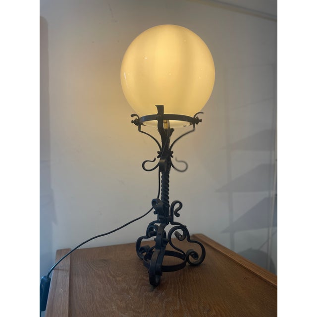 Art Nouveau Wrought Iron Lamp, 1890s For Sale - Image 3 of 9