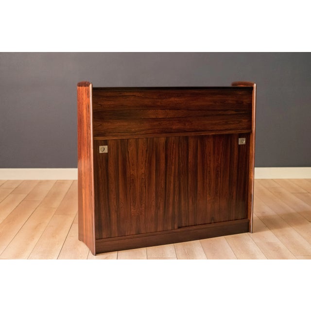 Vintage Rosewood Danish Modern Dry Bar Credenza Cabinet For Sale - Image 11 of 13