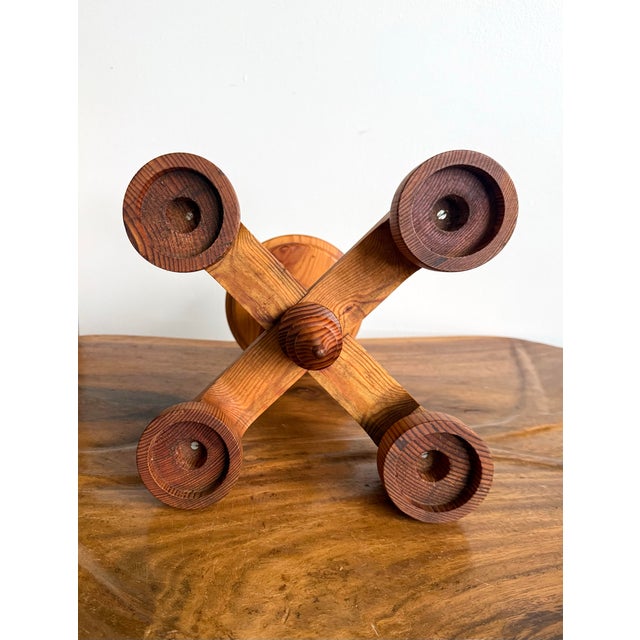 Mid-Century Modern Vintage Swedish Wooden Candelabra by Stig Johnsson of Smalandsslojd For Sale - Image 3 of 7