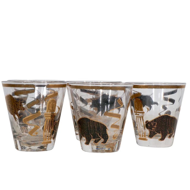 5 Mid Century Bull and Bear Low Ball Glasses by Hammacher Schlemmer For Sale - Image 9 of 9