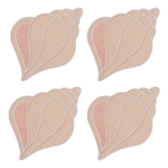 Conch Shell Cocktail Napkins - Set of 4 For Sale