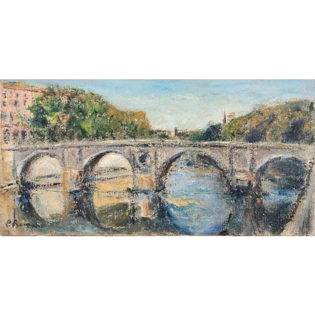 Pino Romanò, View of Ponte Sisto, Rome, Oil Painting, 1990s For Sale - Image 4 of 4