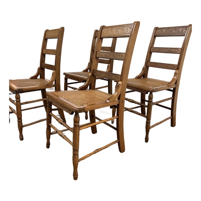 Victorian Ladderback Dining Chairs, Set of Four For Sale