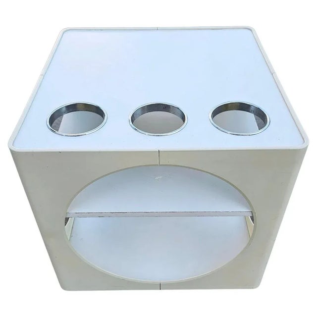 Space Age Cube Bar or Side Table in Off-White, West Germany, 1970s For Sale - Image 12 of 12