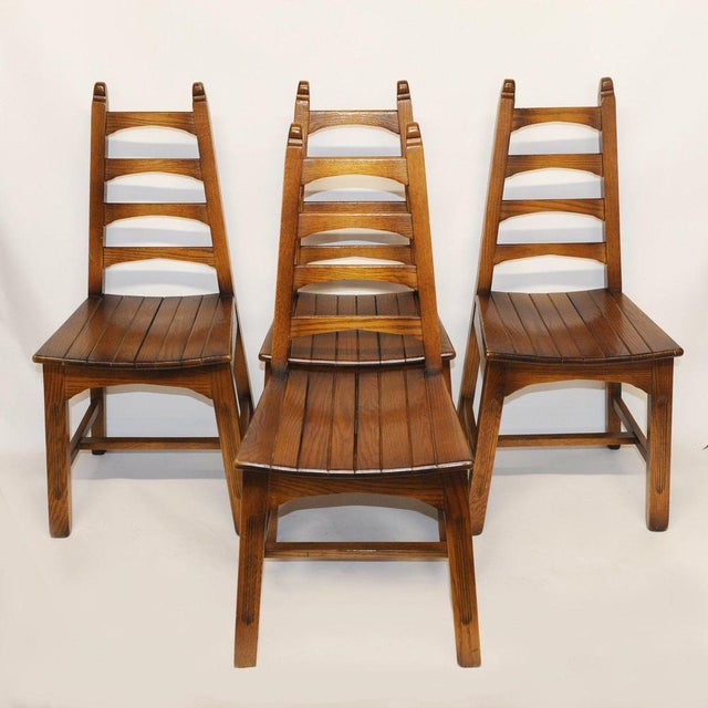 Vintage Arts and Crafts Style Dining Chairs from Webber, 1950s, Set of 4 For Sale - Image 14 of 15