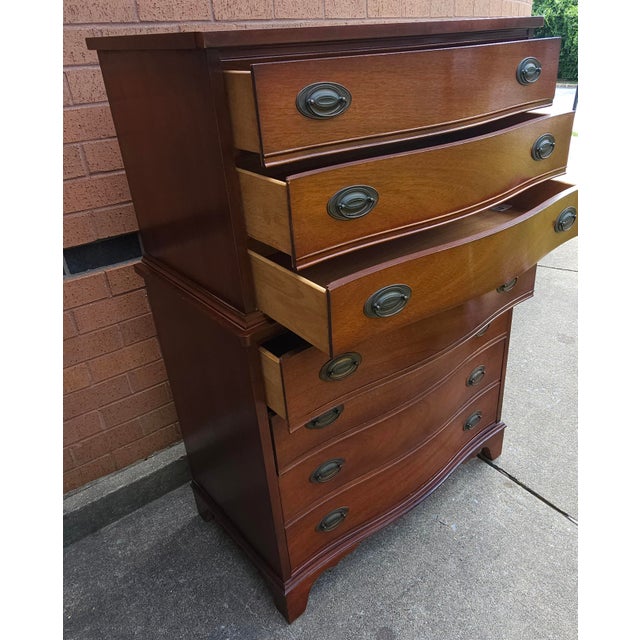 Brown Dixie Furniture Mid Century Federal Style Mahogany Chest on Chest of Drawers For Sale - Image 8 of 12
