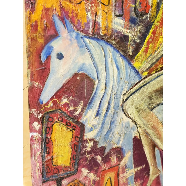 Wood 1960s Mid Century Modern Nude Woman Surrealistic Painting by Caster For Sale - Image 7 of 11