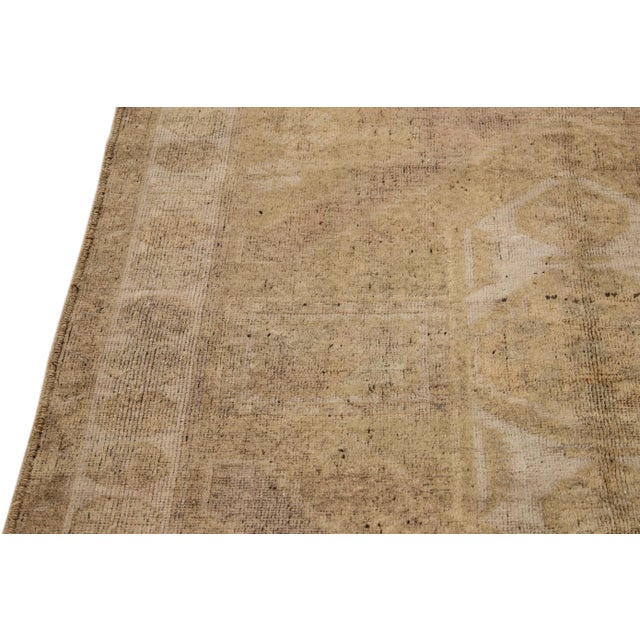 Tan Antique Khotan Handmade Floral Motif Wool Rug For Sale - Image 10 of 12