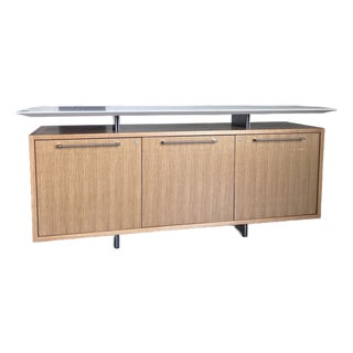 Modern Floating Stone Top Locking Credenza For Sale