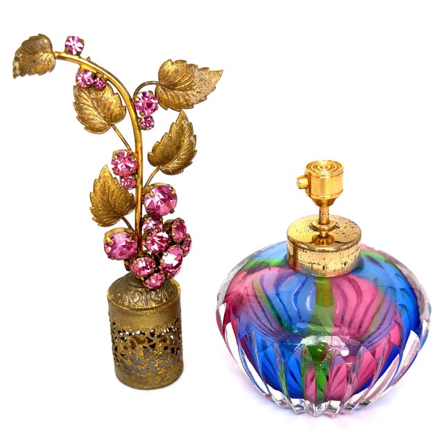 Hollywood Regency Jeweled Rainbow Cut Crystal Atomizer Perfume Bottle, Bohemia For Sale - Image 15 of 18