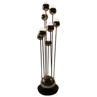 8 Light Chrome Ball Table Lamp For Sale