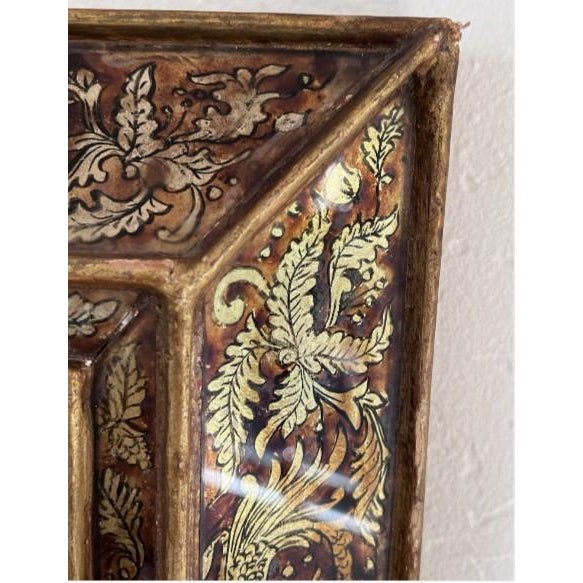 Wood Rare Antique Florentine Verre Églomisé Mirror Dragons & Grotesques c.1850–1880 For Sale - Image 7 of 16