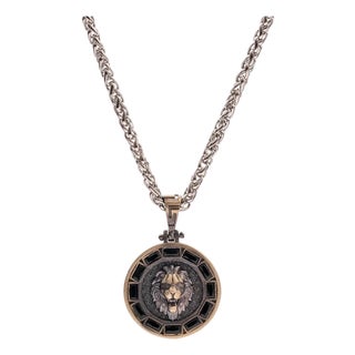 Majestic Lion Black Diamond Necklace For Sale