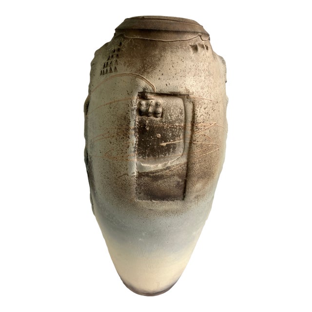 Large Brutalist Ceramic Urn, Signed and Dated 86 For Sale