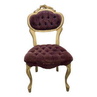 Vintage French Provincial Tufted Accent Chair For Sale