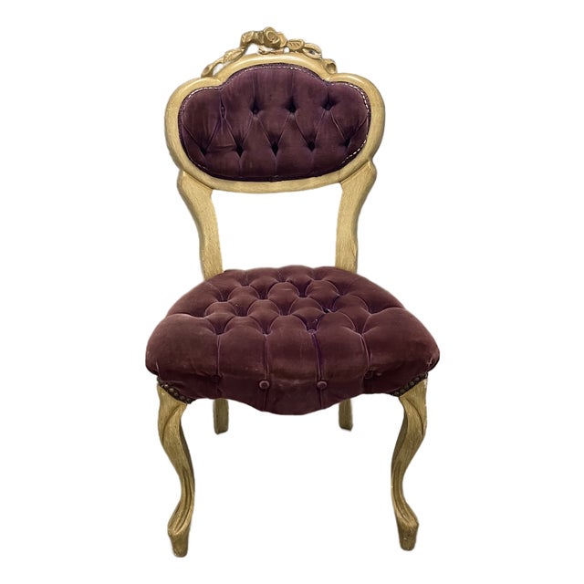 Vintage French Provincial Tufted Accent Chair For Sale
