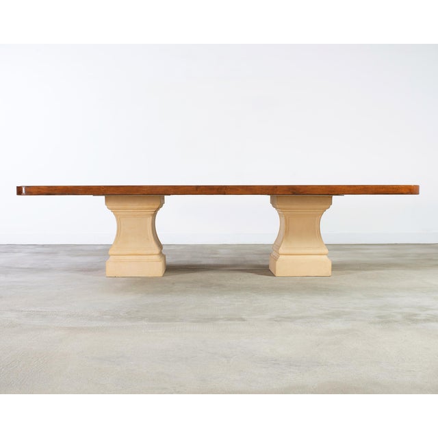 Michael Taylor Neoclassical Stone Pedestal Walnut Dining Table 10 Ft For Sale - Image 18 of 18
