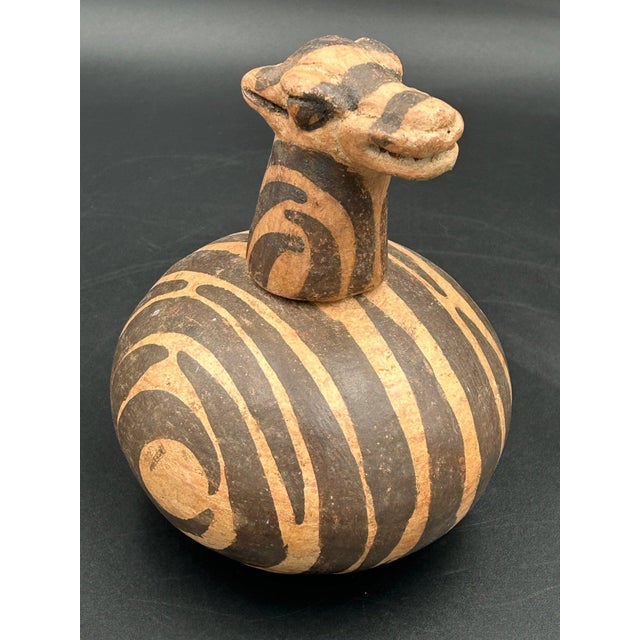 Tribal Antique West African Zoomorphic Terracotta Lidded Vessel Giraffe Antelope Niger River Valley Tribal Art For Sale - Image 3 of 10