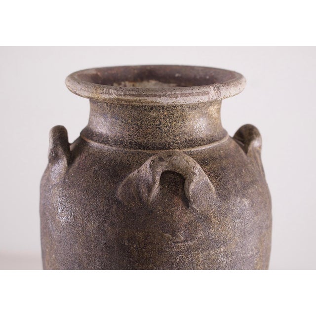 Storage jar with 4 eyelet handles, in light stoneware with brownish glaze. Thailand, sawankhalok/si sachanalai kilns,...