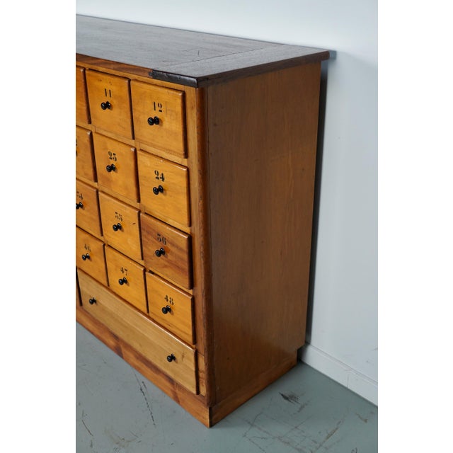 Large Mid-20th Century Dutch Industrial Beech Apothecary Cabinet For Sale - Image 13 of 18