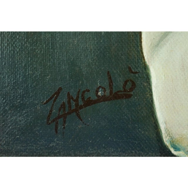 Giovanni Zancolo, Post Impressionist Still Life with Copper Pourer and Brass Mortar and Pestle, 1970s, Oil on Canvas For Sale - Image 9 of 12