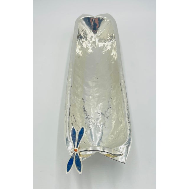 1980s Emilia Castillo Taxco Silver Plate Brass Lapis Lazuli Firefly Centerpiece Bowl For Sale - Image 12 of 18