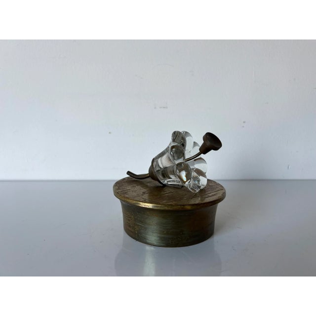 Vintage Art Flower Glass Decorative Brass Box For Sale - Image 10 of 11