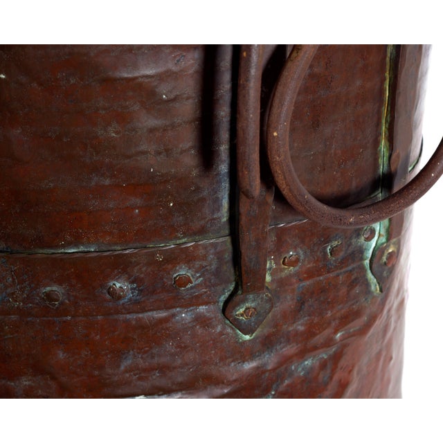 Large Antique Early 19th Century Hand-Hammered Copper Planter with Forged Iron Handles, Italy For Sale - Image 10 of 12