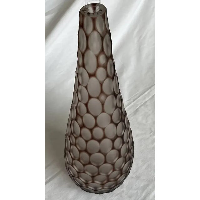 Italian Hand Blown Murano Glass Vase in Eggplant Color Signed by Artist For Sale - Image 13 of 13