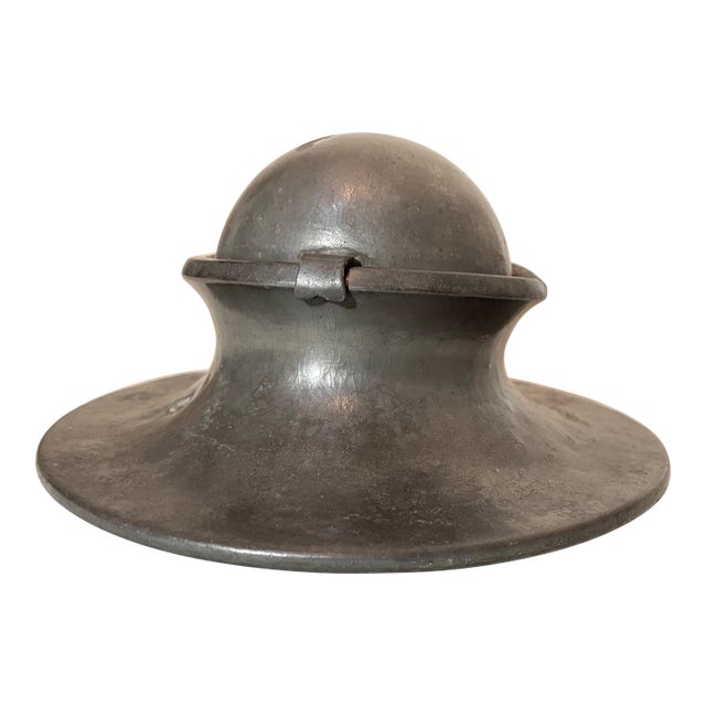 Rare Antique 18th Century 1700s Handmade French Pewter Desk Inkwell Jar Gimbal For Sale