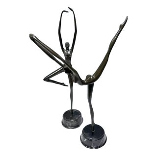 Somchai Hattakitkosol, Bronzed Ballerina Figures on Marble Plinths, 1990s, Bronze For Sale