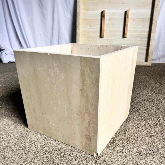 Vintage Italian Travertine Square Top Coffee Table For Sale In West Palm - Image 6 of 12