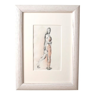 Original Contemporary Framed Watercolor Nude Female Figure Painting Signed by Michelle Arnold Paine For Sale