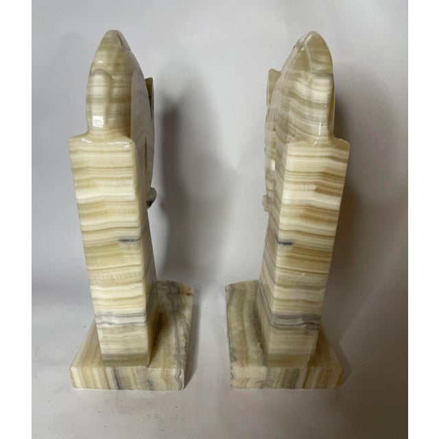 Mid-Century Modern Mid-Century Italian Alabaster Horse-Head Bookends- Set of 2 For Sale - Image 3 of 5