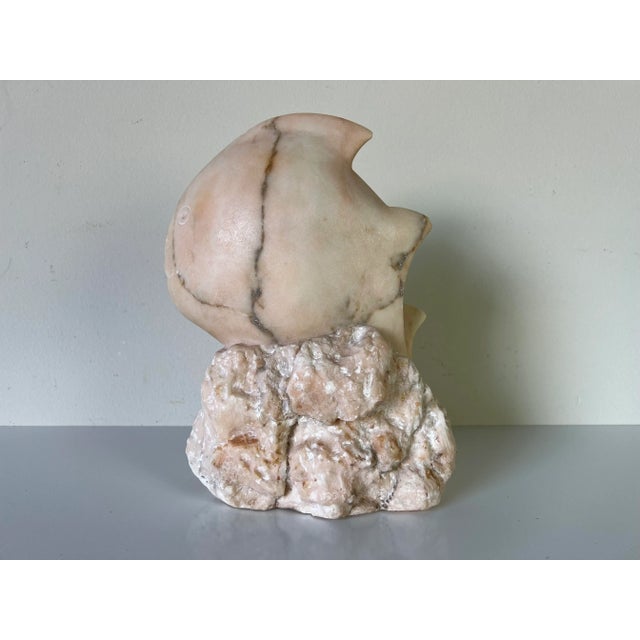 Stone Vintage Hand Carved Pink Marble Fish Sculpture For Sale - Image 7 of 13