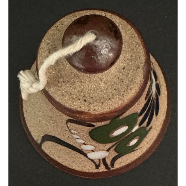 Late 20th Century Handcrafted Mexican Stoneware Pottery Folk Art Floral Bell For Sale In Orlando - Image 6 of 12
