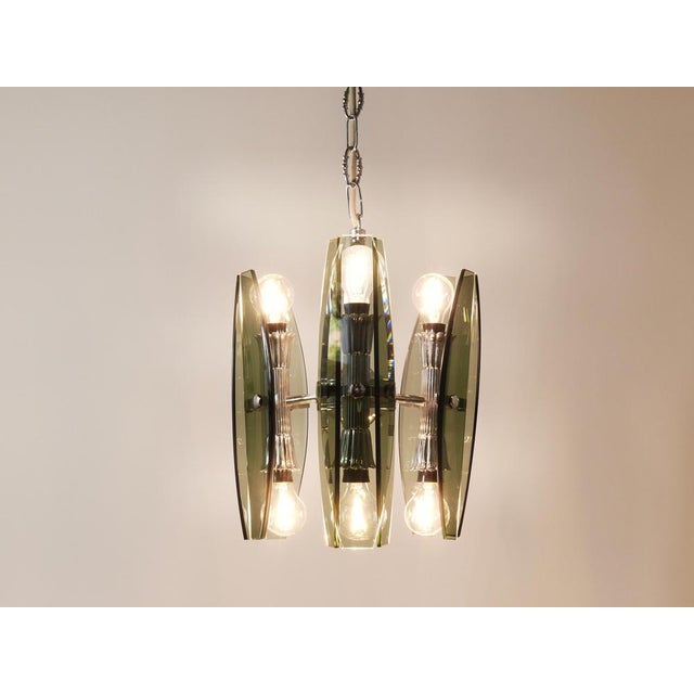 Glass and Chrome Pendant Light by Veca Murano, 1970s For Sale - Image 12 of 18