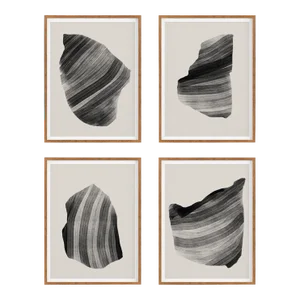 Framed Contemporary Abstract Giclee Prints - Set of 4