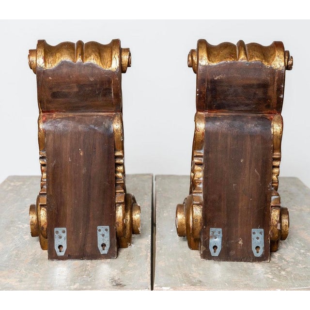 Gold Pair of 19th Century European Giltwood Acanthus Corbels For Sale - Image 8 of 15