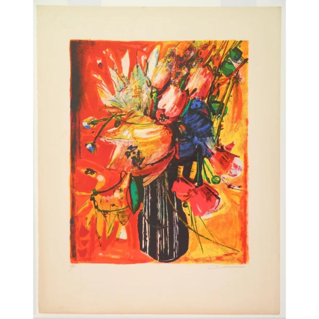 1960s Rodolphe Caillaux Lithograph Bouquet De Fleurs For Sale - Image 4 of 4