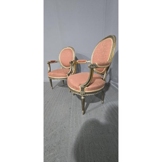 Brown French Silver Gilt Elbow Chairs, 1910, Set of 2 For Sale - Image 8 of 16
