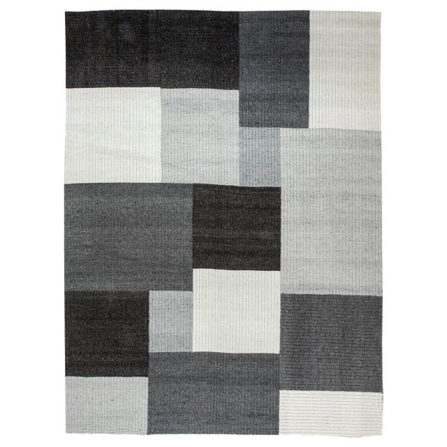 Modern Geometric Grey, White and Black Carpet by Doris Leslie Blau For Sale