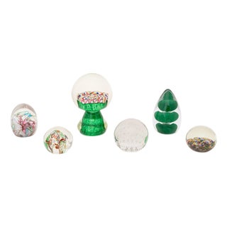 Collection of Six Collection of Murano and French Glass Paperweights For Sale