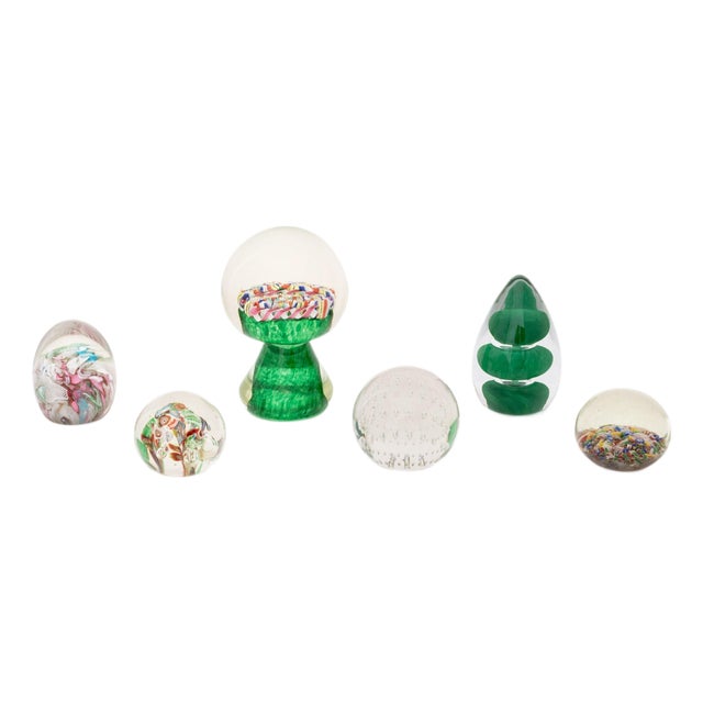 Collection of Six Collection of Murano and French Glass Paperweights For Sale